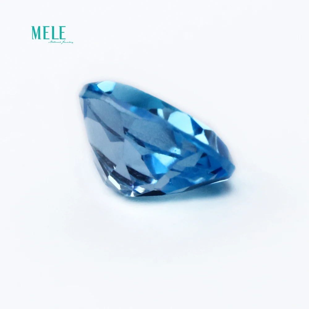 Gemstone Natural Blue Topaz 7*9mm OV 2.2ct Swiss Blue Crystal Elliptical Bare Stone Face Ring Earrings Matching