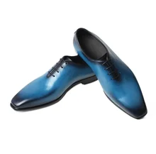 Handmade Brush-off Leather Oxford Shoes Dress Shoes Brogue Shoes Spring Ankle Boots Vintage Classic Male Casual F219