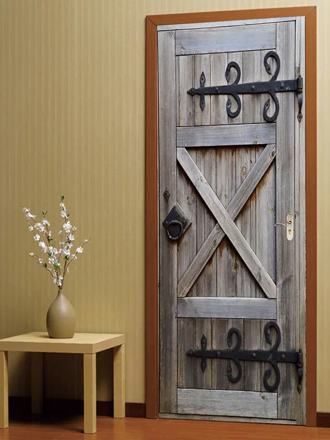 Настенные наклейки DIY, креативные ПВХ обои, Ретро стиль, наклейка на дверь, самоклеющаяся печать, для обновления, художественная картина, домашний декор, для девочек, комнаты - Цвет: Door XRK255-09