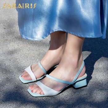 

Sarairis 2020 New Arrivals Genuine Cow Leather Chunky Heels Casual Shoes Woman Sandals Female Peep Toe Mix Color Summer Sandals