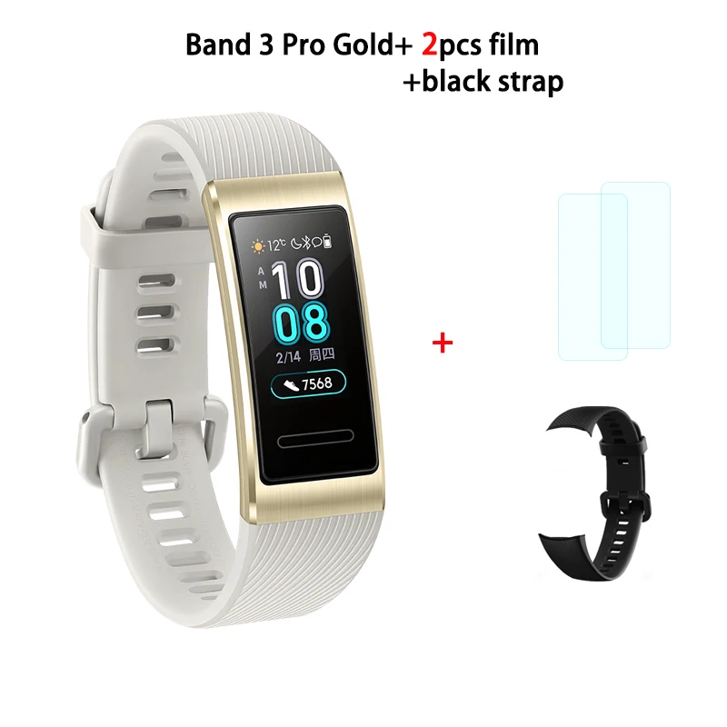HUAWEI Band 3 Pro Smart Band все-в-одном фитнес-трекер активности, водонепроницаемость 5 АТМ, пульсометр, встроенный gps - Цвет: 3pro gold n black