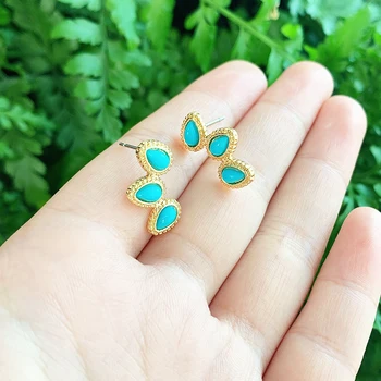 

KOMi Turquoises Acrylic Tear-Drop Beads Wings Stud Earrings for Women Female Earrings Jewelry Brinco Bijoux K6318