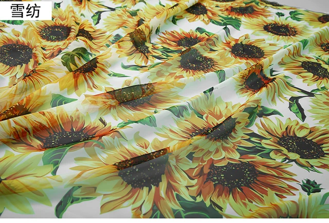 Fabric Print Sunflower, Dresses Fabrics Italian