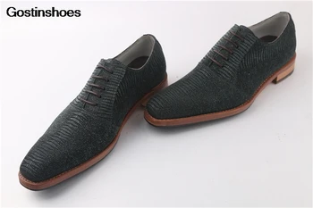 

Dress Shoes Pointed-toe Men Formal Shoes Derby Shoes Lizard Fashion Casual Wedding Business Leather Wear Low Top Green Lace-up