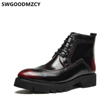 Ковбойские ботинки; обувь с перфорацией типа «броги»; Мужская офисная обувь; кожаные ботинки; Мужская Дизайнерская обувь; Мужские модельные ботинки; итальянский бренд; chaussure homme buty