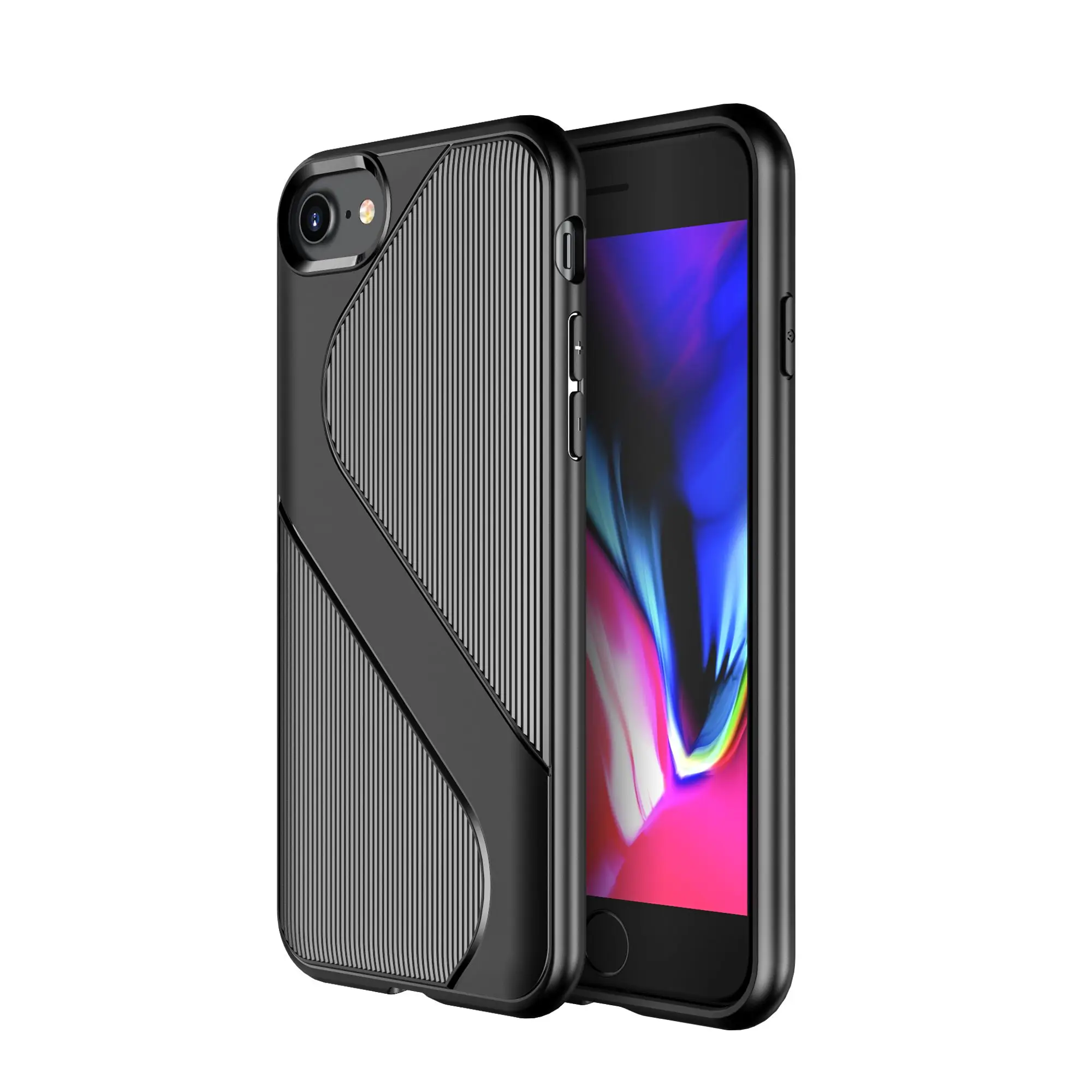 Black Для iPhone 6, 6s, 7, 8 Plus, силиконовый чехол в полоску с геометрическим узором, чехол для iPhone X, Xs, 11 Pro Max, Xr, Мягкий ТПУ, защита от падения - Цвет: Black