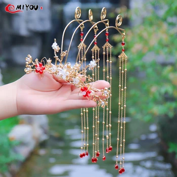 

Classic Chinese Gold/Silver Flower Bride Hair Pins Hair Jewelry Women Tiara Barrette Bridal Wedding Hair Accessories