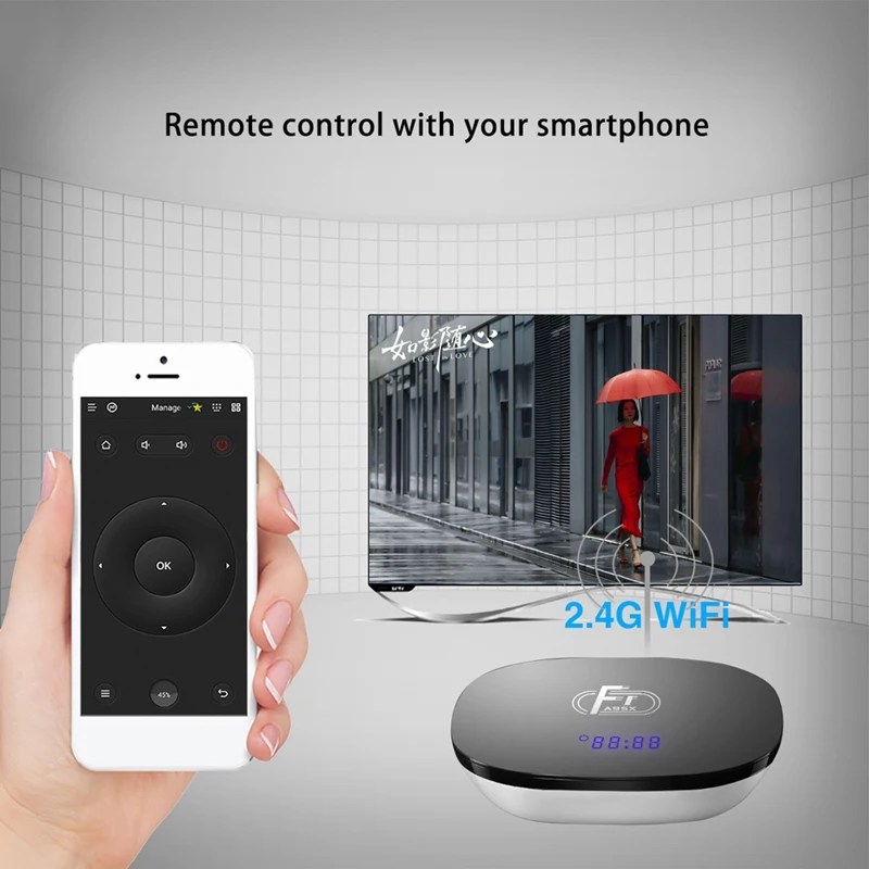 Smart Tv Box A95X F1 Android 8,1 Tv Box Amlogic S905W телеприставка пульт дистанционного управления четырехъядерный Vp9 H.265 2 Gb/16 Gb 2,4G Wifi Hd box