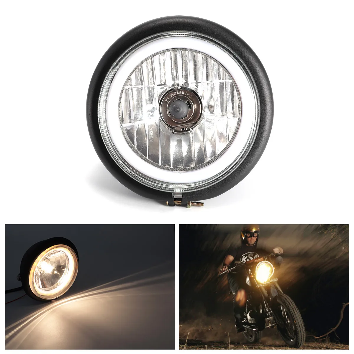 

H4 35W Vintage Round Motorcycle Headlight Universal 12V Front Headlight Lamps Cafe Racer Scooter Motorbike Round Light