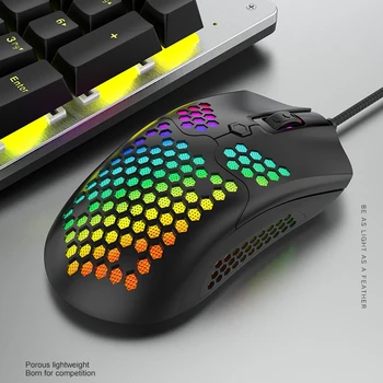 

Wired Gaming Mouse Computer Ergonomic Laptop Mice Silent RGB Light Effect Hollow Mice for Windows Mac OS Computer