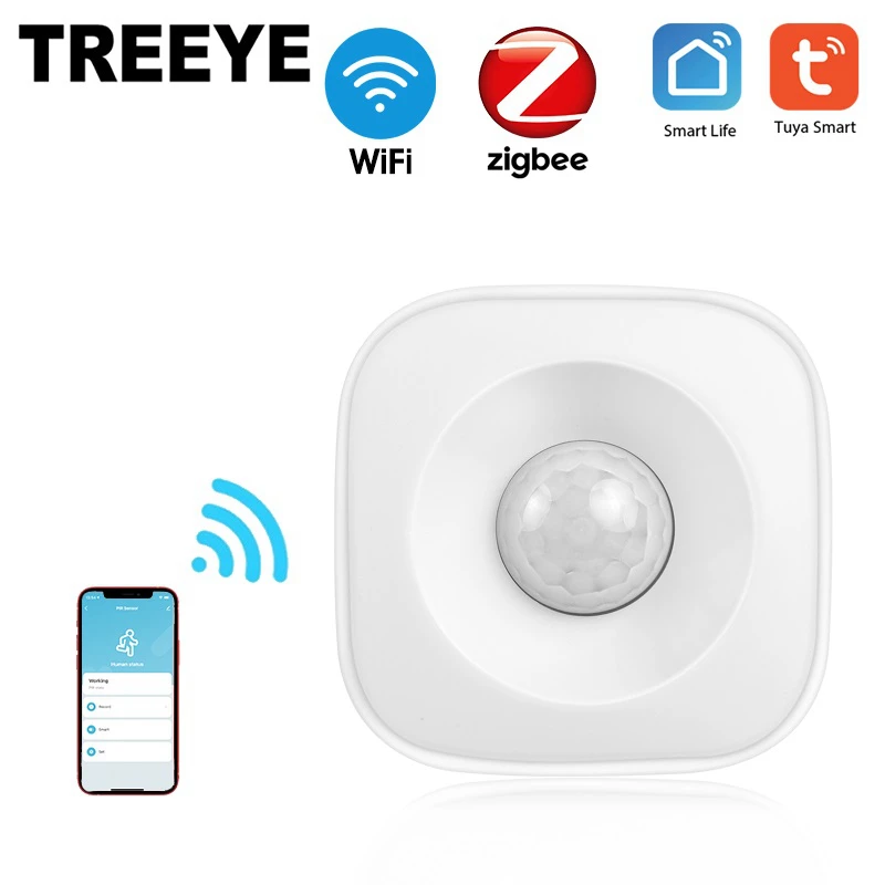 zigbee siren alarm TREEYE WiFi Human Body Sensor Wireless Smart Body Movement PIR Motion Sensor Zigbee Use With Gateway Tuya Smart Life App ring keypad siren