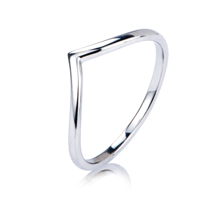 

XiaoJing 2019 New 925 Sterling Silver Symbol V shape Triangle Eternity Engagement Best Friend Endless Love Finger Ring For Women