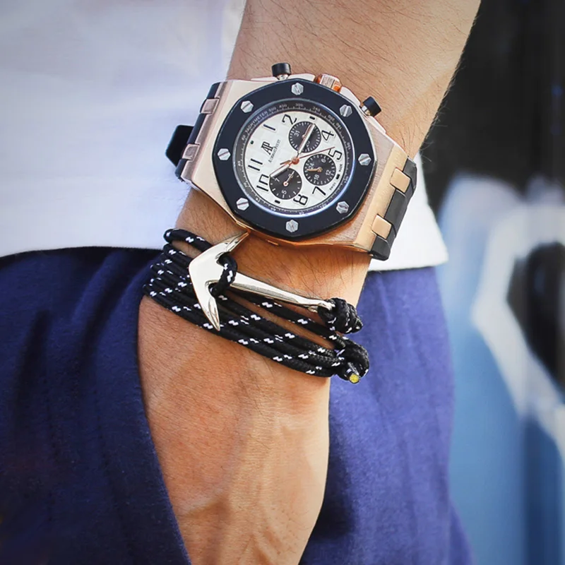 Модный Сплав якорь многослойный браслет из кожи стояки браслеты дружбы для