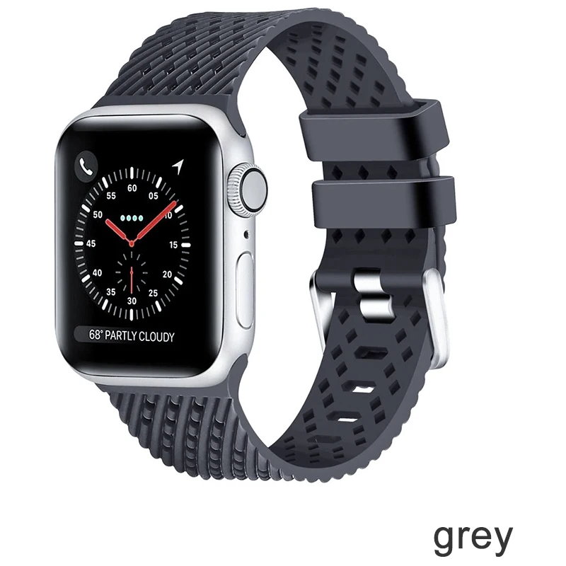 Водонепроницаемый ремешок для Apple Watch 5 iwatch полосы 42 мм силиконовый ремешок 44 мм 40 мм pulseira браслет умные часы аксессуары петля - Цвет ремешка: Grey