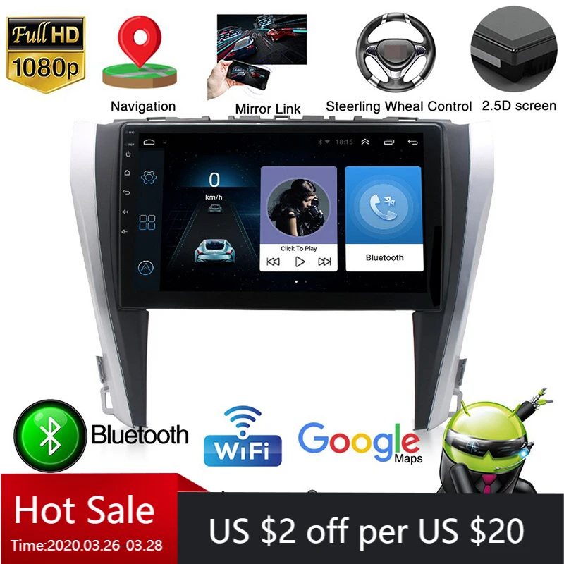 Wi-Fi 1 + 16 ГБ/2 32G 2din Android9.1 автомобильный мультимедийный плеер для Toyota Camry 2015-2017
