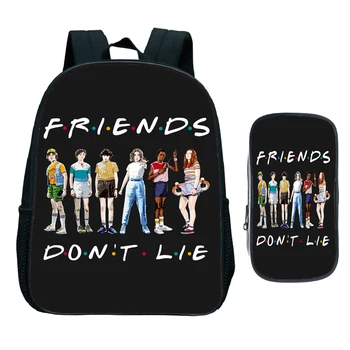 

Cute Friends Stranger Things 2pcs/Set Kindergarten Backpack Children Funny Print School Bags Kids Rucksack(Backpack+Pen Bag)