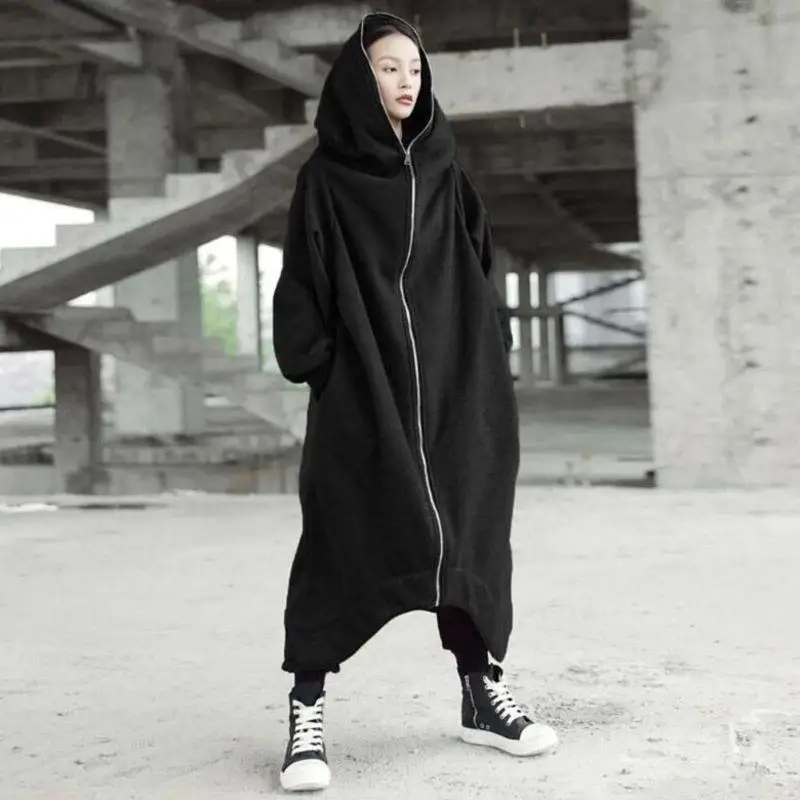 4XL осенне-зимняя Толстовка Пальто Женская модная повседневная длинная куртка на молнии с капюшоном длинное пальто на молнии флисовые толстовки Женская верхняя одежда