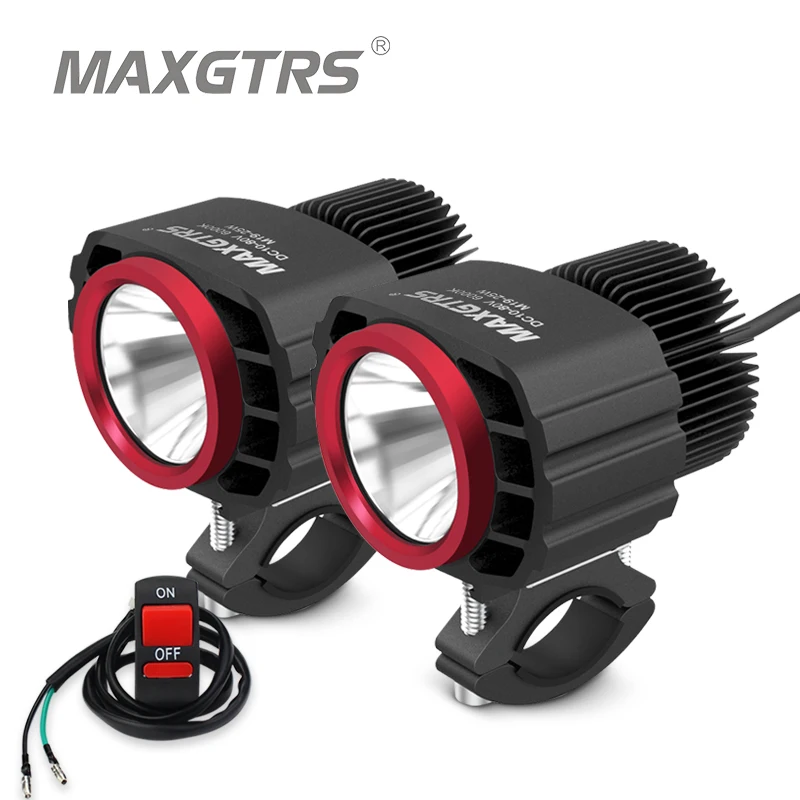 MAXGTRS 2pcs LED Motorcycle Spotlights Headlight 25W 4250Lm Moto Bike Fog DRLs Headlamp 4x4 Offroad Work Drive Spot Lights