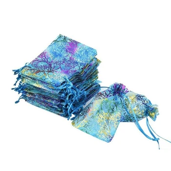 

100Pcs Drawstring Organza Bags Jewelry Packaging Bags Wedding Party Candy Gift Bags Jewelry Storage Pouches Christmas Gift Yarn