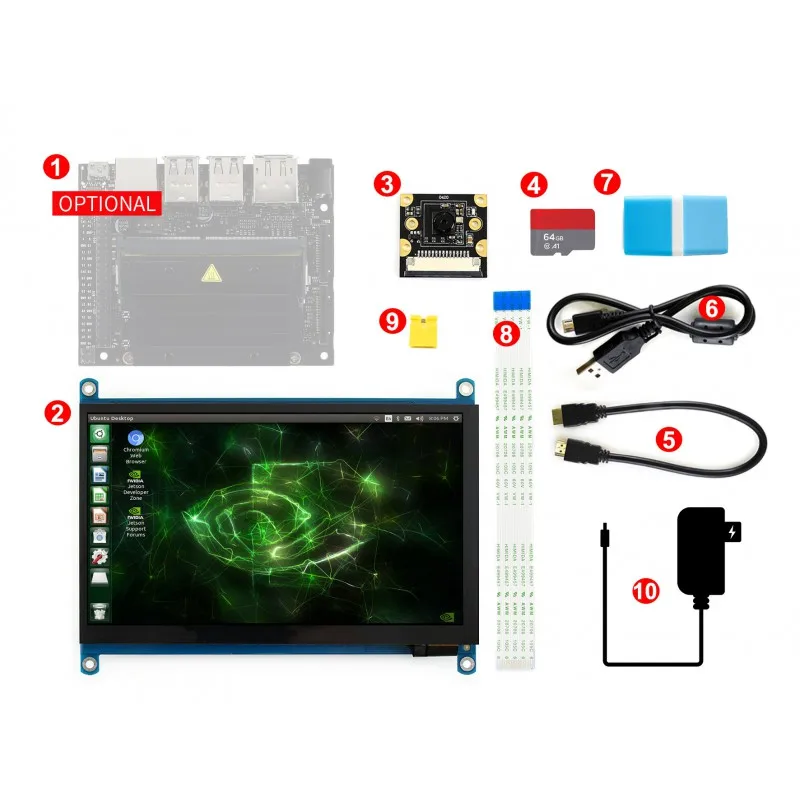 

NVIDIA Jetson Nano Developer Kit Package C, with 7inch Touch Display 8MP IMX219-77 Camera Module TF Card