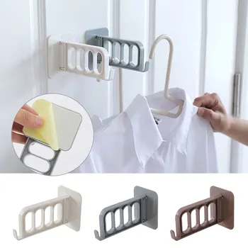 

1PC Multi-function 4 Hole Door Hooks Strong Adhesive Hanger Storage Rack Coat Hooks Creative Solid Foldable Key Decorative Hooks