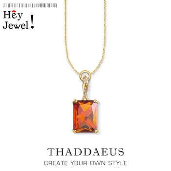 

Charm Necklace Orange Stone,2020 Autumn New Fine Jewelry Highlight a Timeless Europe 925 Sterling Silver Bijoux Gift For Women