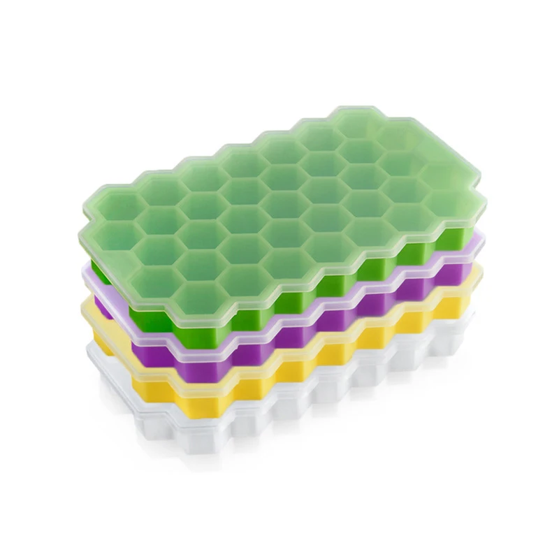 Силиконовые кубики льда лоток 37 сетки DIY Jelly Желе Форма с крышкой для бара кухни AC889