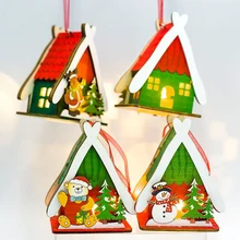 Деревянный домик Рождественская елка кулон Рождественский люминесцентный домашний декор для Вечеринки Висячие декоративные светодиодные лампочки ремесло сувенирный подарок для детей