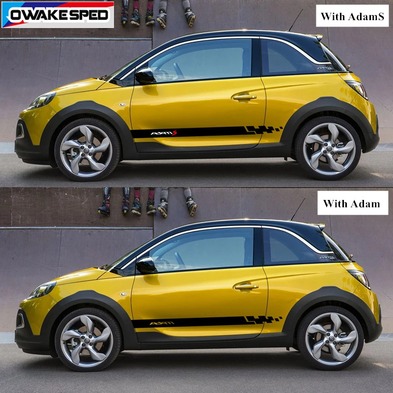 1 компл. Гоночные полосы двери автомобиля боковой юбки наклейки Спорт Стиль кузова Декор виниловые наклейки для Opel Adam S черный Джек