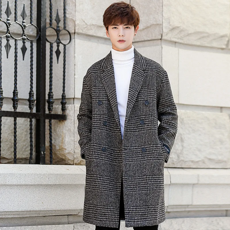Winter Long Jacket Men Fashion Korean Loose Fit Double Breasted Trench Coat Teenager Turn-down Collar Pocket Warm Overcoat Male Winter Long Jacket Men Fashion Korean Loose Fit Double Breasted Trench Coat Teenager Turn-down Collar Pocket Warm Overcoat Male
