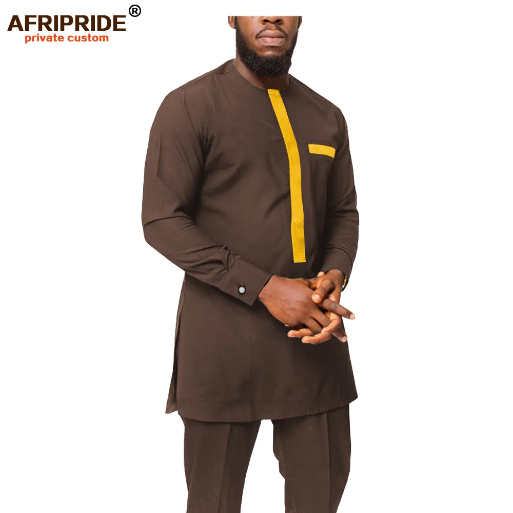 90% OFF 2019 Dashiki Men African Clothing Ankara Shirts and Pants Set Tracksuit Tribal Outfits Bazin Riche 2 Piece AFRIPRIDE A1916056