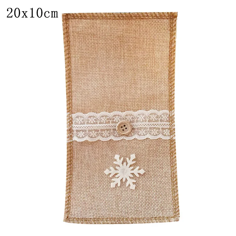 snowflake 20x10cm Рождественский нож для украшения и вилки крышка льняная кружевная украшенная посуда держатель для столового серебра Рождественский ужин украшение стола - Цвет: snowflake 20x10cm