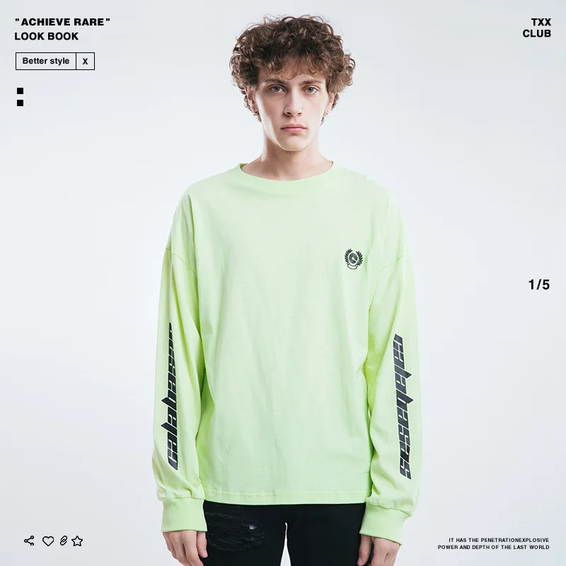 

2019SS NEW TOP KANYE WEST Season 6 Calabasas Letter print men Long sleeve t shirt hip hop Fashion Casual Cotton tee gray S-XL