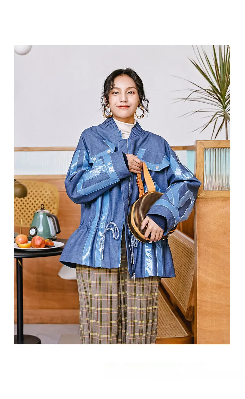 HG Streetwear Splice Winter Jacket Women Punk Style Locomotive Tops Trend Plus Size Coat Women Autumn Fashion Wind New XJ2660