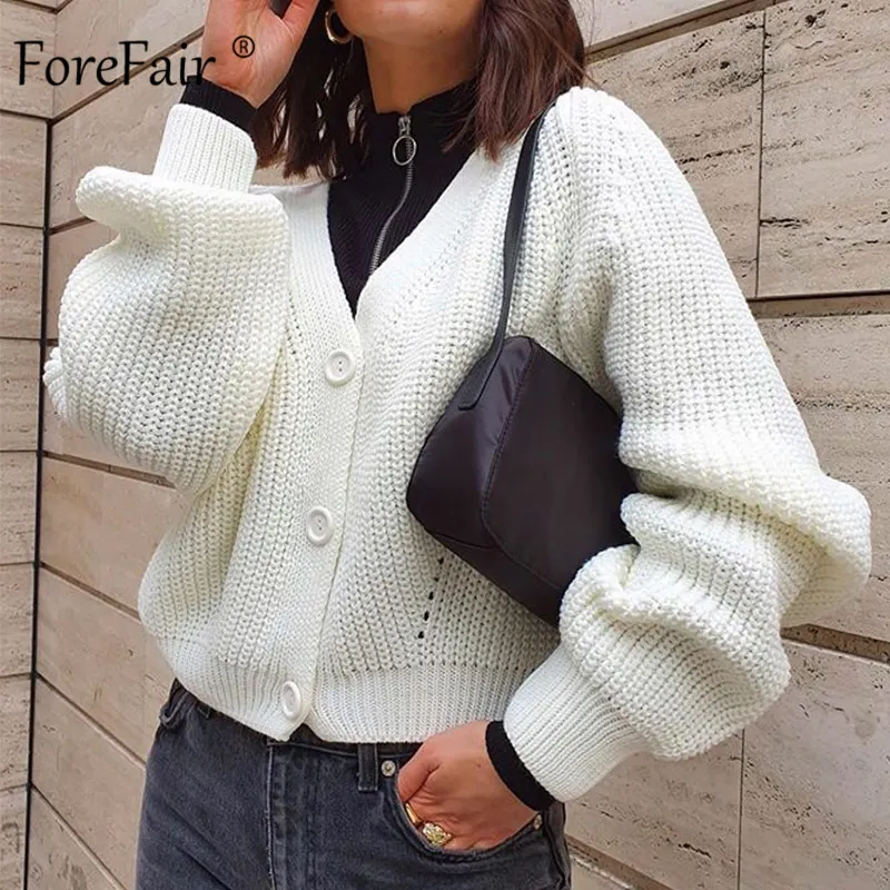 Forefair однотонный Повседневный большой теплый вязаный осенний кардиган для женщин