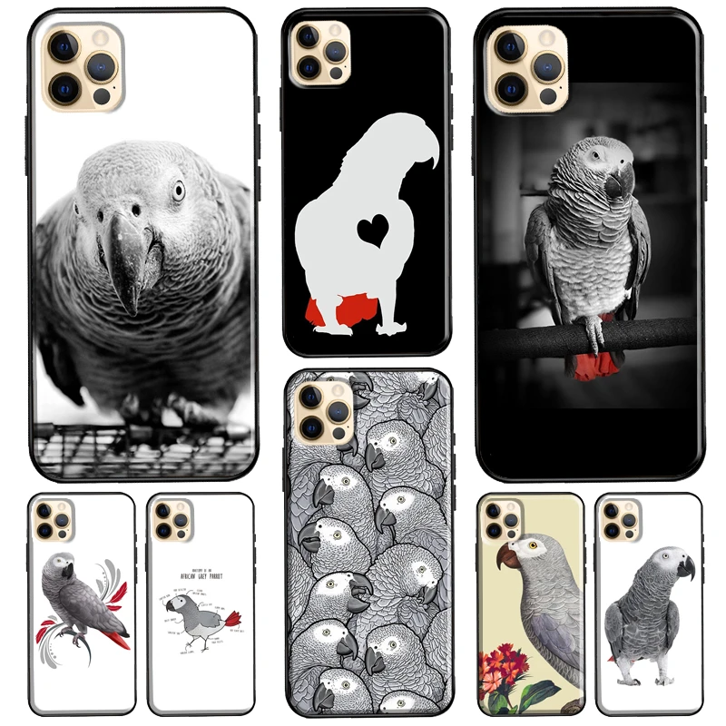 cool iphone 12 pro max cases African Grey Parrot Soft TPU Cover For iPhone 13 12 Mini 11 Pro Max XS 6S 7 8 Plus 5S SE 2020 X XR Phone Case cute iphone 12 pro max cases