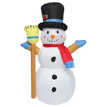 

PHFU-1.2M Christmas Snowman Colorful Rotate LED Light Inflatable Model Snowman Doll Broom Cover Christmas Decoration with Fan