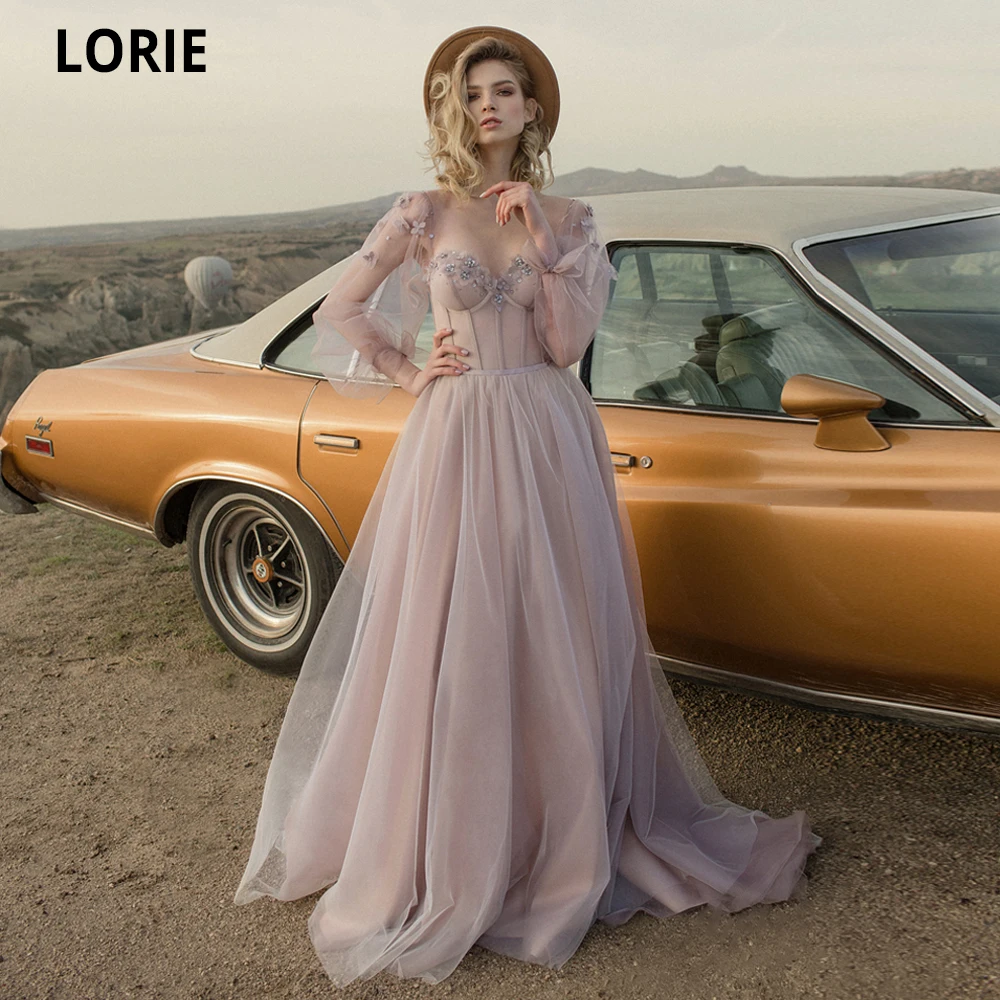 Свадебные платья для принцесс LORIE Dusty Rose Пышные свадебные на шнуровке с объемными