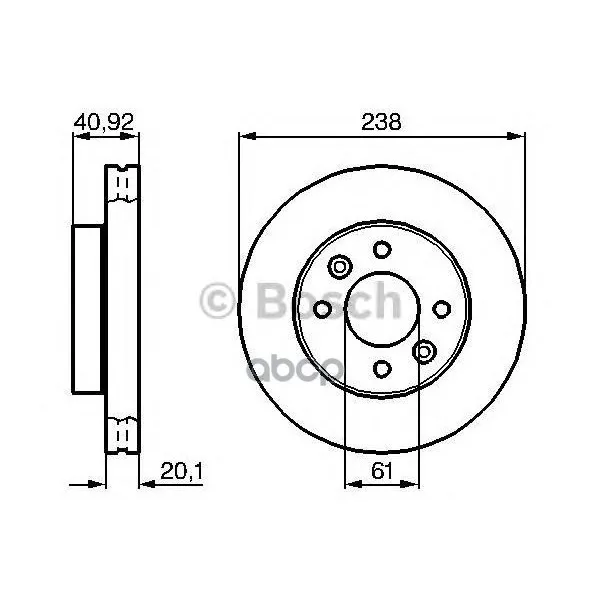 Диск Тормозной Nissan Kubistar, Renault Clio 91-, Kangoo 97-, Megane 96-99 Передний Bosch арт. 0986478276