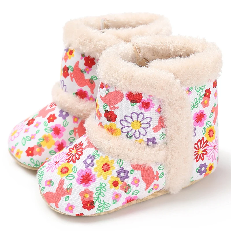 Toddler Warm Winter Flower Cartoon Baby Boots Little Girl Shoes Newborn Snekers Soft Snow/infant /baby Girl/boots Crib Shoes
