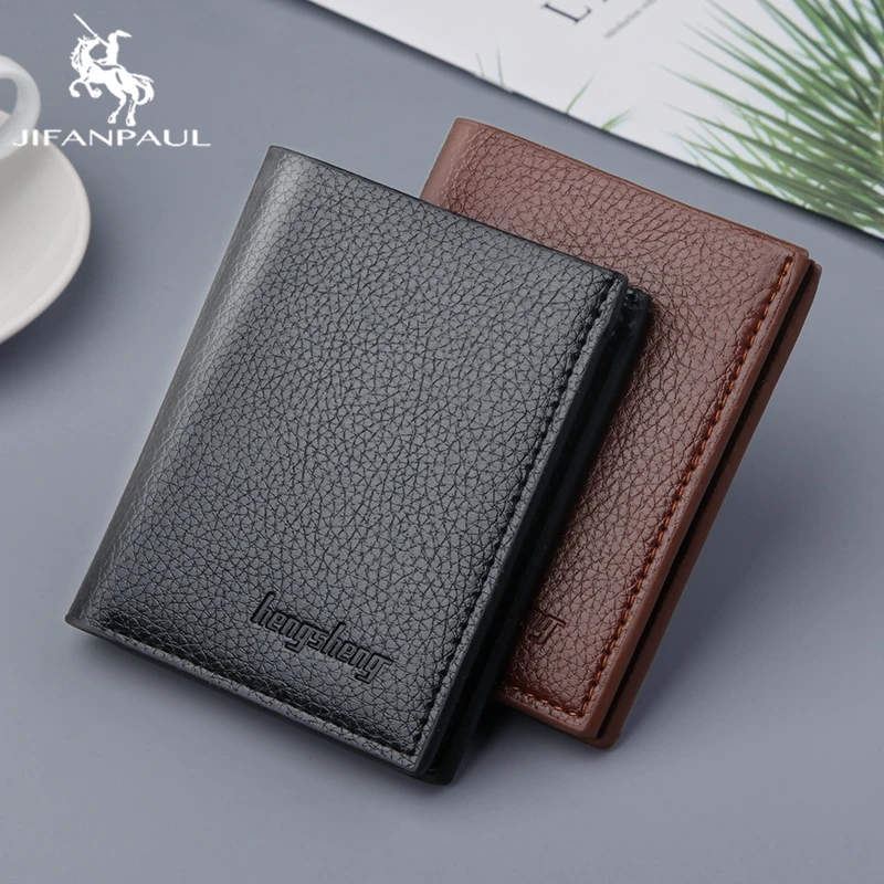 

JIFANPAUL men's wallet short lychee pattern wallet multi-function ultra-thin wallet Korean version of the trend US dollar clip