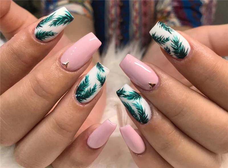 19 дизайнерские наклейки для ногтей зеленый лист Фламинго Цветы кактус водяные наклейки для ногтей художественные украшения обертывания хлопья слайдеры маникюр