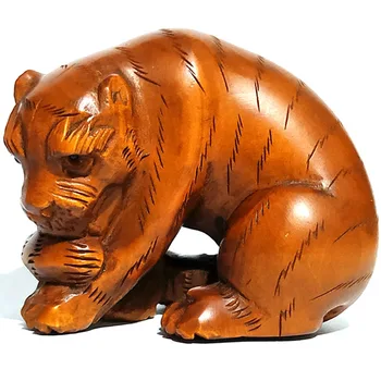 

Y5077 - 2" Hand Carved Boxwood Netsuke Carving Figurine: Tiger