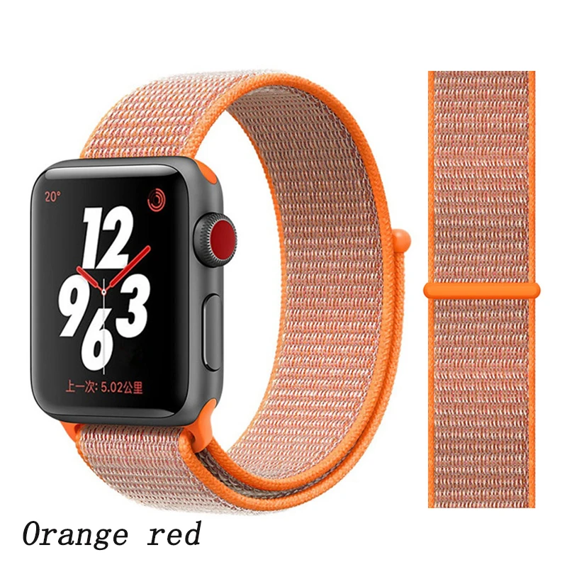 Ремешок для apple watch 5 4 ремешок 44 мм 40 мм Correa 42 мм 38 мм iwatch 5 4 3 2 нейлоновый браслет pulseira ремешок для часов - Цвет ремешка: Orange red