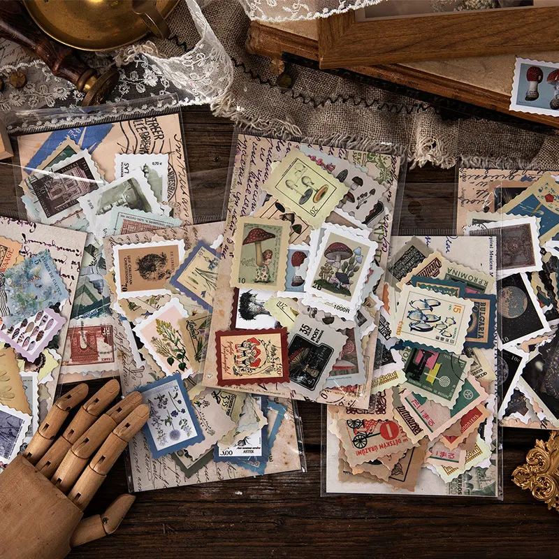 Journamm-pegatinas decorativas Vintage para decoración diario, pegatinas Kawaii, planificador de colección de recortes, diario de basura, Retro, papelería, 46 Uds.
