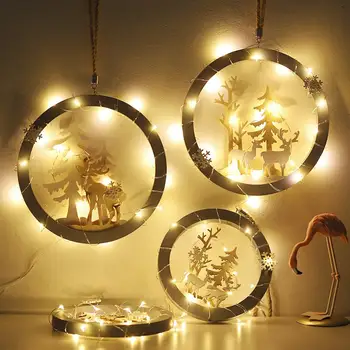 

Celebration Winter Christmas Tree Pendant Wooden Elk Hanging Unique Creative Wall Hangings Home Decor Door INS Party Supplies
