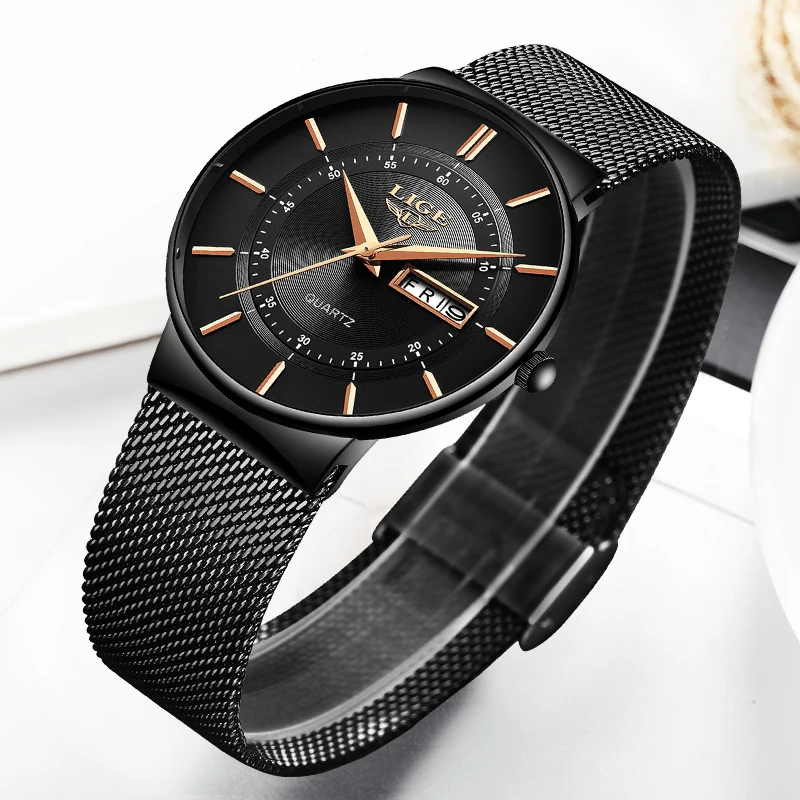 Women Watches LIGE Top Brand Luxury Waterproof Ultra Thin Date Clock Female Steel Strap Casual Quartz Watch Lady Wrist Watch+Box
