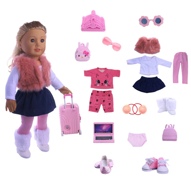 Розовая серия аксессуаров рюкзак для очков обувь Fit18InchAmerican43cmBabyDoll одежда аксессуары, GirlsToys, поколение, Рождество