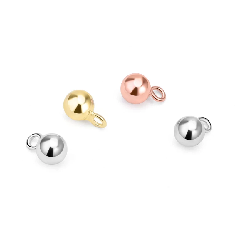 Круглые бусины шармы из серебра 925 пробы под розовое золото 4 мм 5 2 шт.|diy accessories|beads
