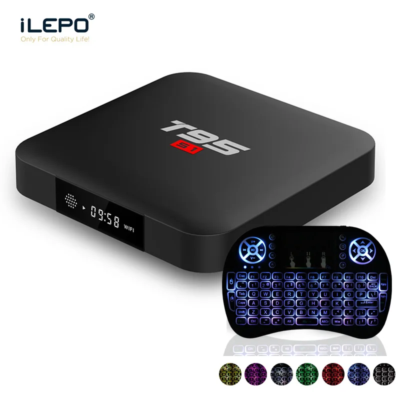 ILEPO T95 S1 Android 7,1 Смарт ТВ Box Amlogic S905W 4 ядра, 2 Гб оперативной памяти, 16 Гб встроенной памяти, светодиодный Дисплей 2,4G, Wi-Fi, 100M LAN Ip ТВ подписки Ubox
